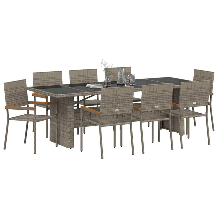 Set de masă pentru grădină 9 pcs Gri 8 locuri Poliratan - WALTI WALTI