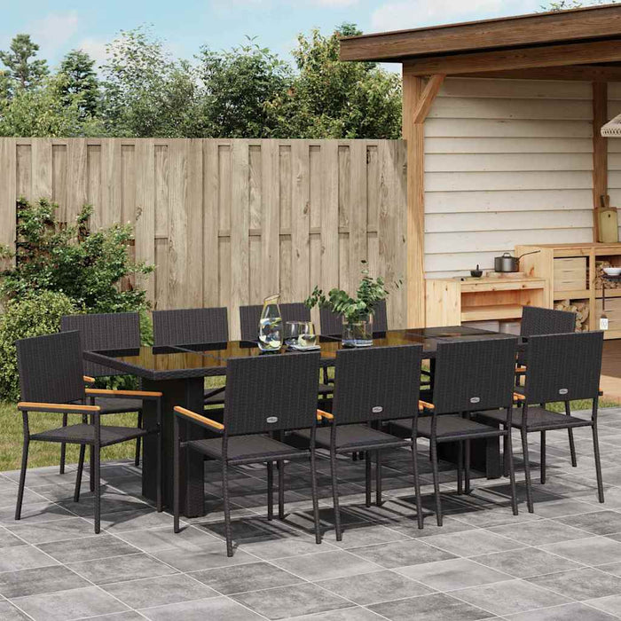 Set de masă pentru grădină 11 pcs Negru Rattan poli - WALTI WALTI