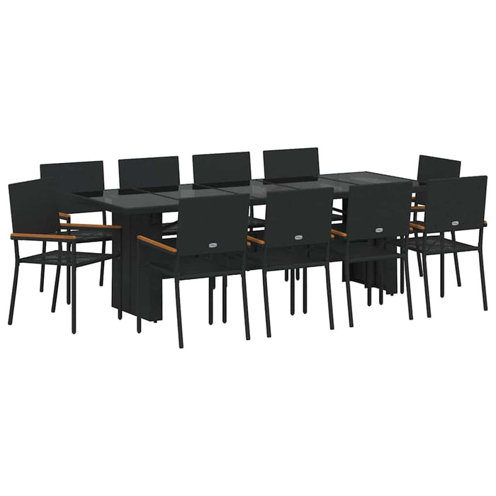 Set de masă pentru grădină 11 pcs Negru Rattan poli - WALTI WALTI