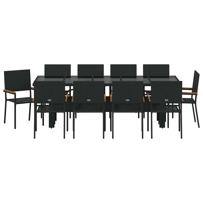 Set de masă pentru grădină 11 pcs Negru Rattan poli - WALTI WALTI