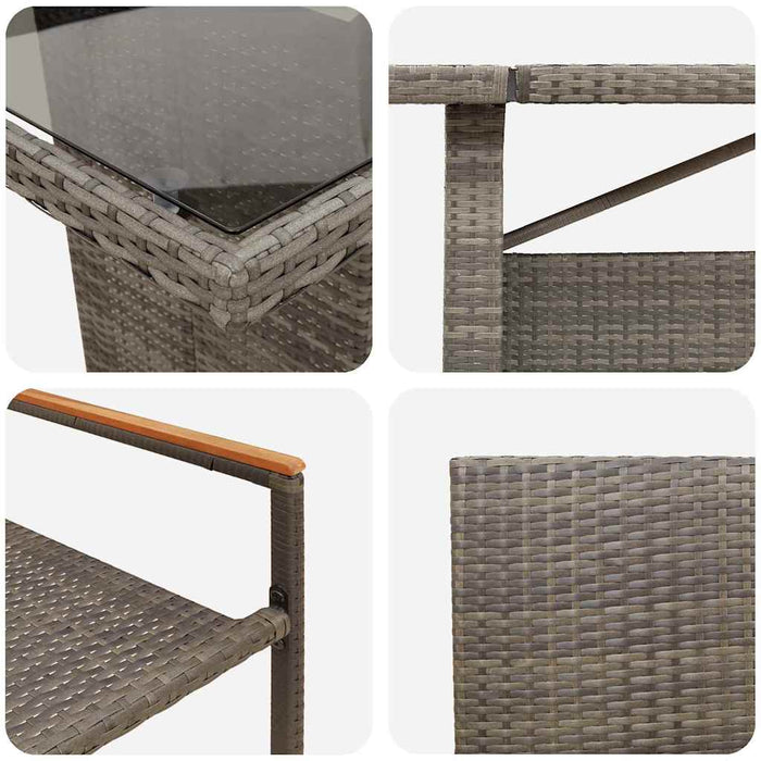 Set de masă pentru grădină 11 pcs Gri Mare Poliratan - WALTI WALTI