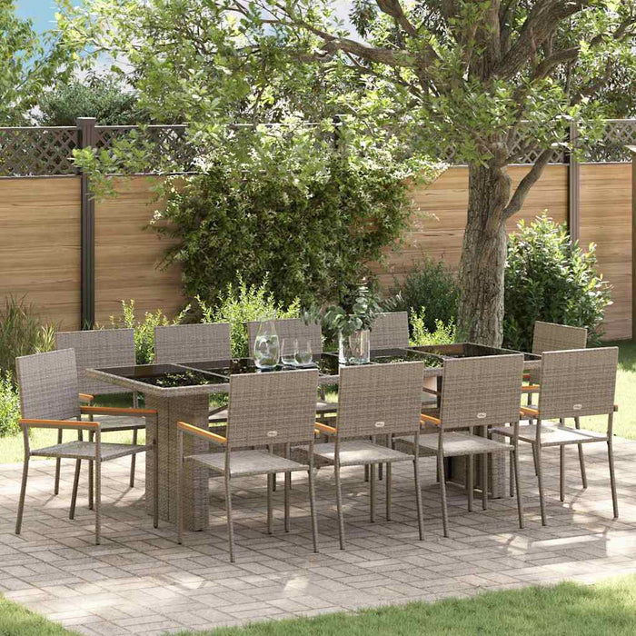 Set de masă pentru grădină 11 pcs Gri Mare Poliratan - WALTI WALTI