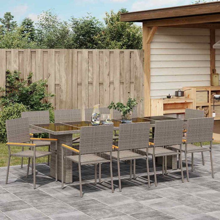 Set de masă pentru grădină 11 pcs Gri Mare Poliratan - WALTI WALTI