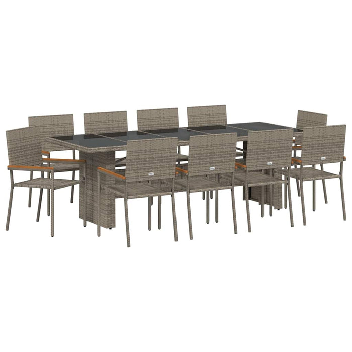 Set de masă pentru grădină 11 pcs Gri Mare Poliratan - WALTI WALTI