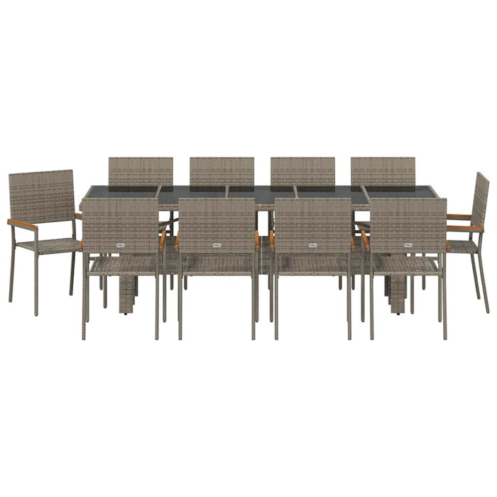 Set de masă pentru grădină 11 pcs Gri Mare Poliratan - WALTI WALTI