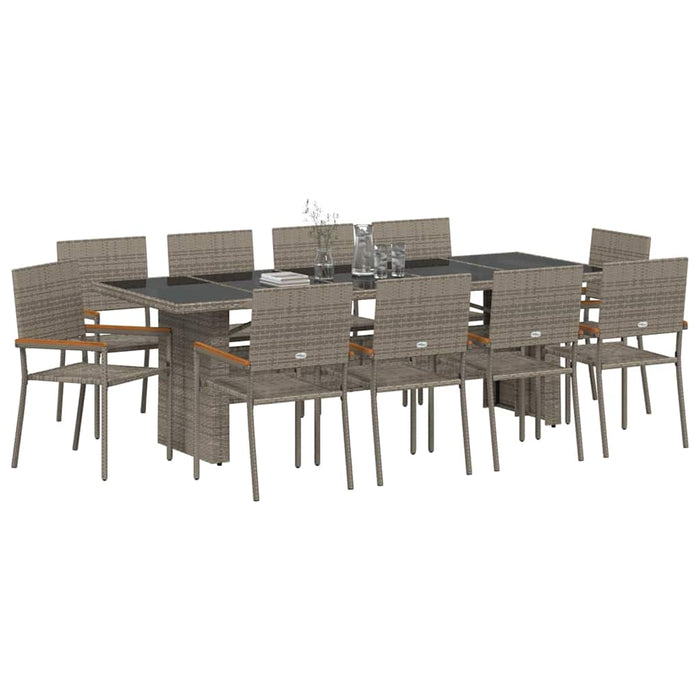 Set de masă pentru grădină 11 pcs Gri Mare Poliratan - WALTI WALTI