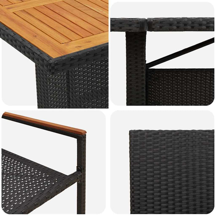 Set de masă pentru grădină 9 pcs Negru poliratan - WALTI WALTI
