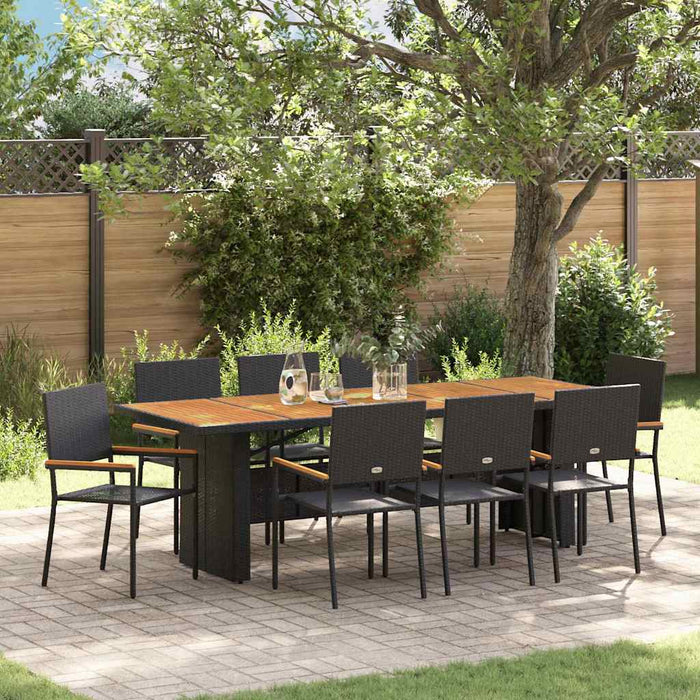 Set de masă pentru grădină 9 pcs Negru poliratan - WALTI WALTI