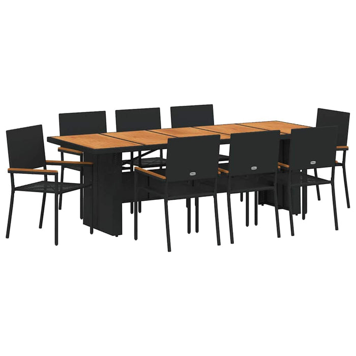 Set de masă pentru grădină 9 pcs Negru poliratan - WALTI WALTI
