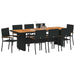 Set de masă pentru grădină 9 pcs Negru poliratan - WALTI WALTI