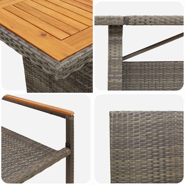 Set de masă pentru grădină 9 pcs Gri poliratan - WALTI WALTI