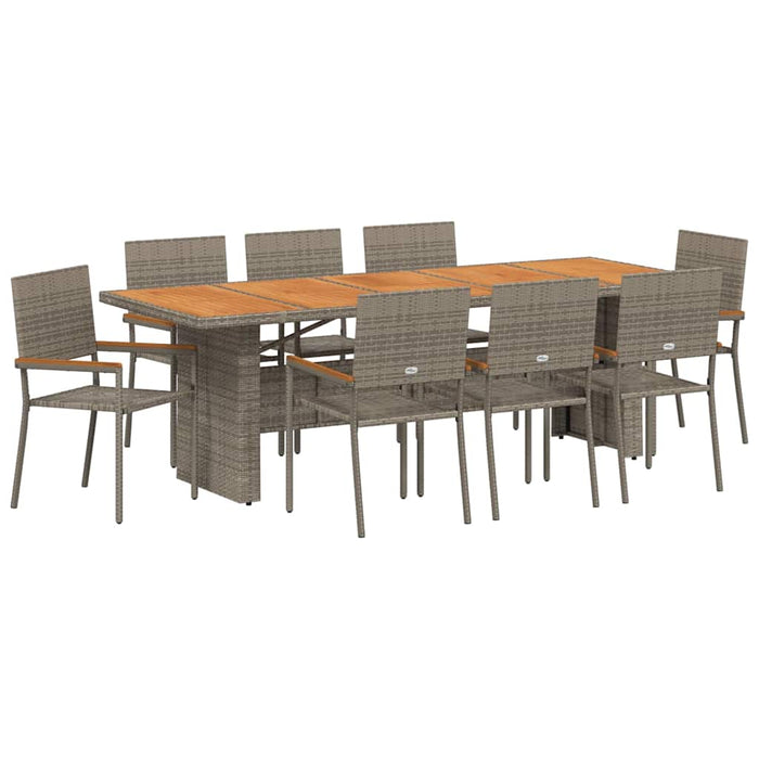 Set de masă pentru grădină 9 pcs Gri poliratan - WALTI WALTI