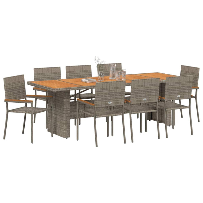 Set de masă pentru grădină 9 pcs Gri poliratan - WALTI WALTI