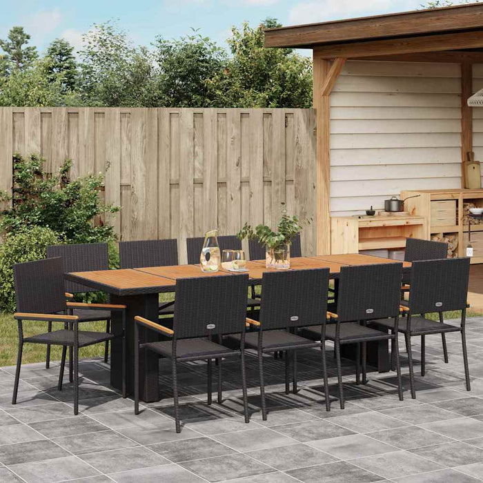 Set de masă pentru grădină 11 pcs Negru poliratan - WALTI WALTI