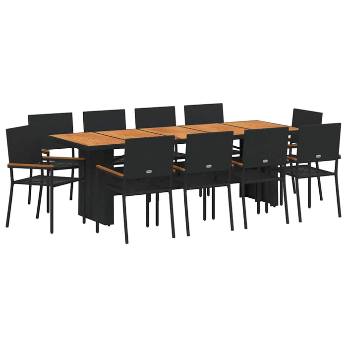 Set de masă pentru grădină 11 pcs Negru poliratan - WALTI WALTI