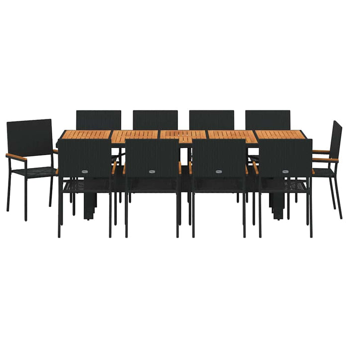 Set de masă pentru grădină 11 pcs Negru poliratan - WALTI WALTI