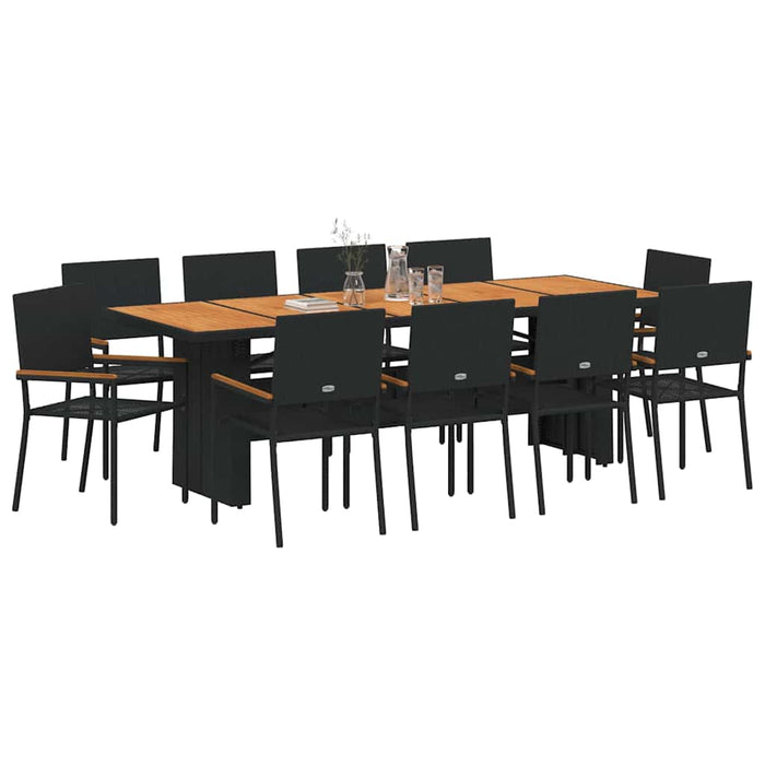 Set de masă pentru grădină 11 pcs Negru poliratan - WALTI WALTI