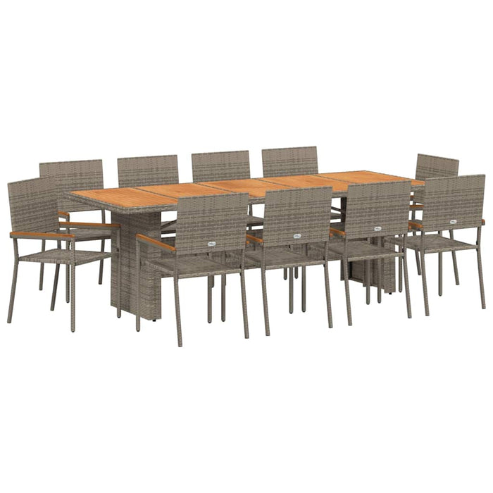 Set de masă pentru grădină 11 pcs Gri poliratan - WALTI WALTI