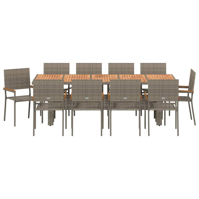 Set de masă pentru grădină 11 pcs Gri poliratan - WALTI WALTI