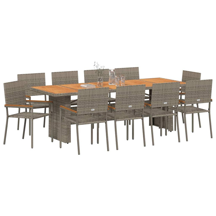 Set de masă pentru grădină 11 pcs Gri poliratan - WALTI WALTI