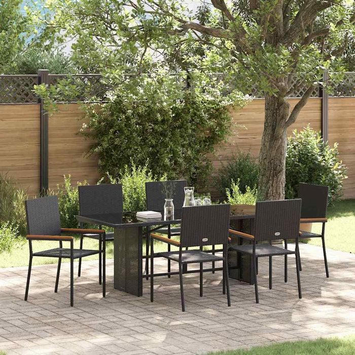 Set de masă pentru grădină 7 pcs Negru 190 x 80 x 75 cm - WALTI WALTI
