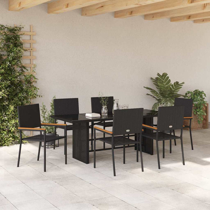 Set de masă pentru grădină 7 pcs Negru 190 x 80 x 75 cm - WALTI WALTI