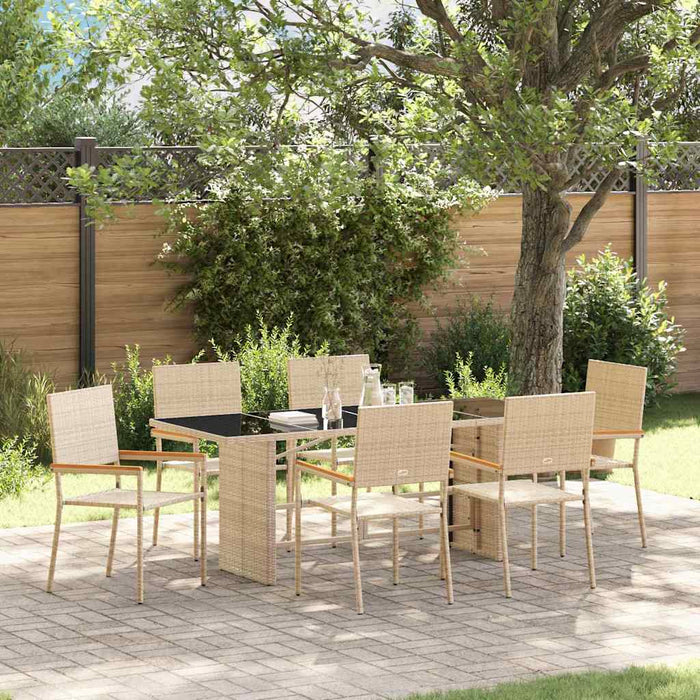 Set de masă pentru grădină 7 pcs Bej 190 x 80 x 75 cm poliratan - WALTI WALTI