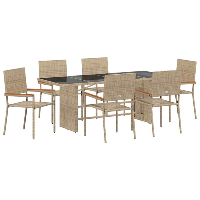 Set de masă pentru grădină 7 pcs Bej 190 x 80 x 75 cm poliratan - WALTI WALTI