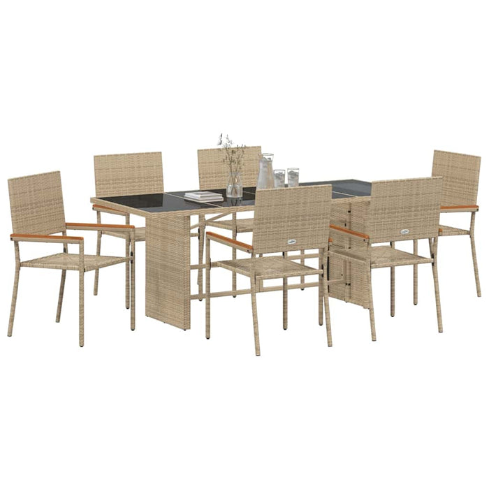 Set de masă pentru grădină 7 pcs Bej 190 x 80 x 75 cm poliratan - WALTI WALTI
