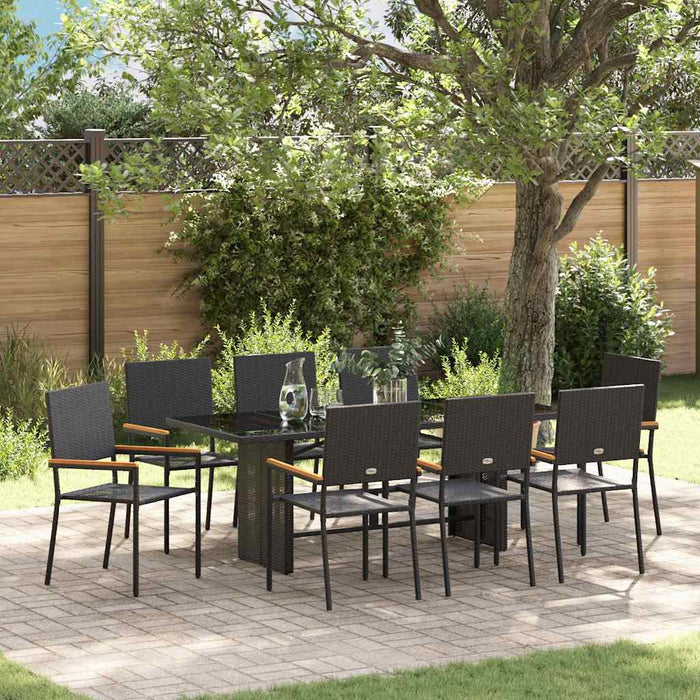 Set de masă pentru grădină 9 pcs Negru 190 x 80 x 75 cm - WALTI WALTI