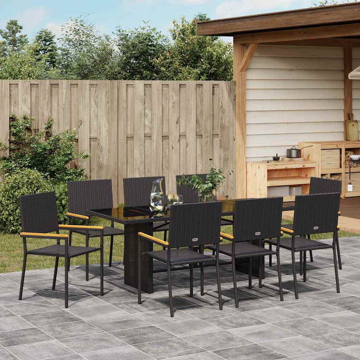 Set de masă pentru grădină 9 pcs Negru 190 x 80 x 75 cm - WALTI WALTI