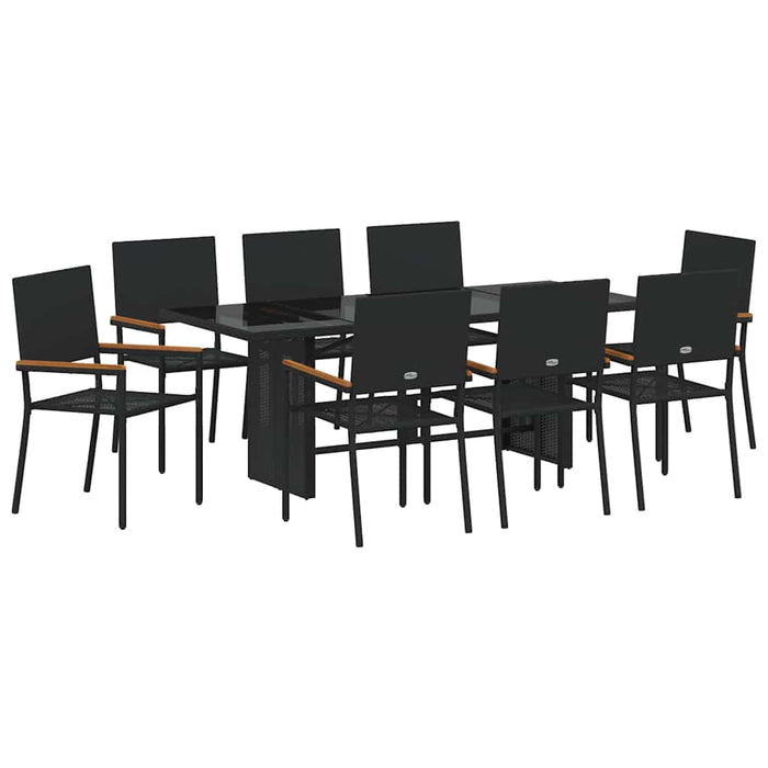 Set de masă pentru grădină 9 pcs Negru 190 x 80 x 75 cm - WALTI WALTI