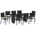 Set de masă pentru grădină 9 pcs Negru 190 x 80 x 75 cm - WALTI WALTI