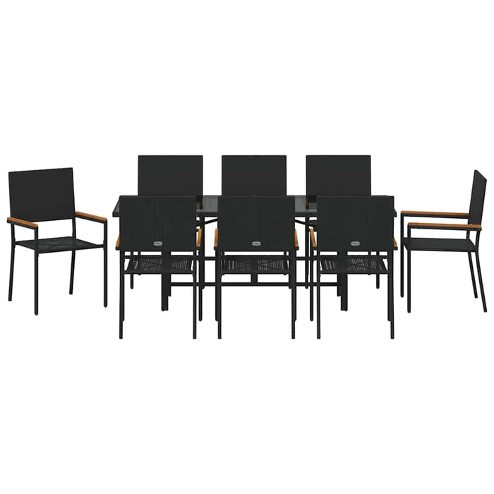 Set de masă pentru grădină 9 pcs Negru 190 x 80 x 75 cm - WALTI WALTI
