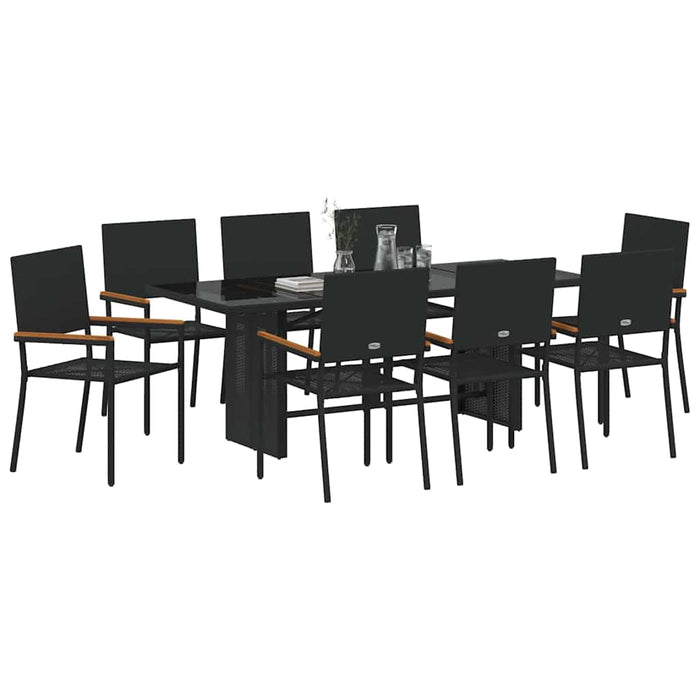 Set de masă pentru grădină 9 pcs Negru 190 x 80 x 75 cm - WALTI WALTI