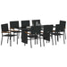 Set de masă pentru grădină 9 pcs Negru 190 x 80 x 75 cm - WALTI WALTI