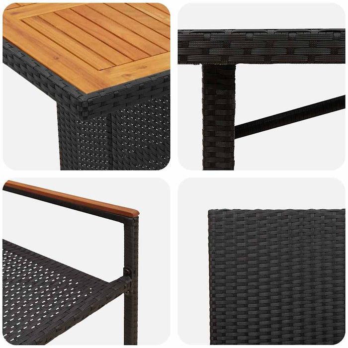 Set de masă pentru grădină 7 pcs Negru și Maro 190 x 80 x 75 cm - WALTI WALTI