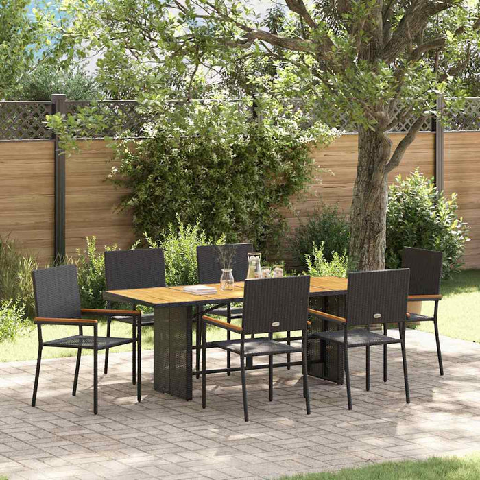 Set de masă pentru grădină 7 pcs Negru și Maro 190 x 80 x 75 cm - WALTI WALTI
