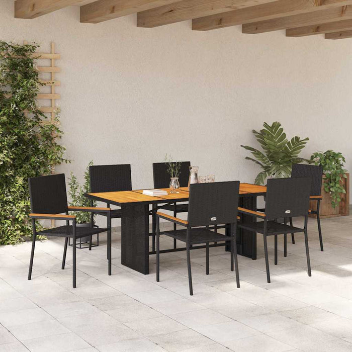 Set de masă pentru grădină 7 pcs Negru și Maro 190 x 80 x 75 cm - WALTI WALTI