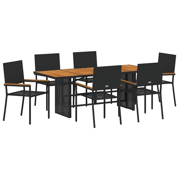 Set de masă pentru grădină 7 pcs Negru și Maro 190 x 80 x 75 cm - WALTI WALTI