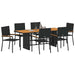 Set de masă pentru grădină 7 pcs Negru și Maro 190 x 80 x 75 cm - WALTI WALTI