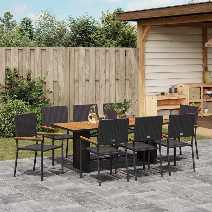 Set de masă pentru grădină 9 pcs Negru și Maro 190 x 80 x 75 cm - WALTI WALTI