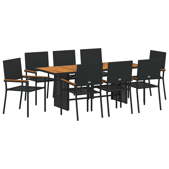 Set de masă pentru grădină 9 pcs Negru și Maro 190 x 80 x 75 cm - WALTI WALTI