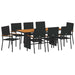 Set de masă pentru grădină 9 pcs Negru și Maro 190 x 80 x 75 cm - WALTI WALTI
