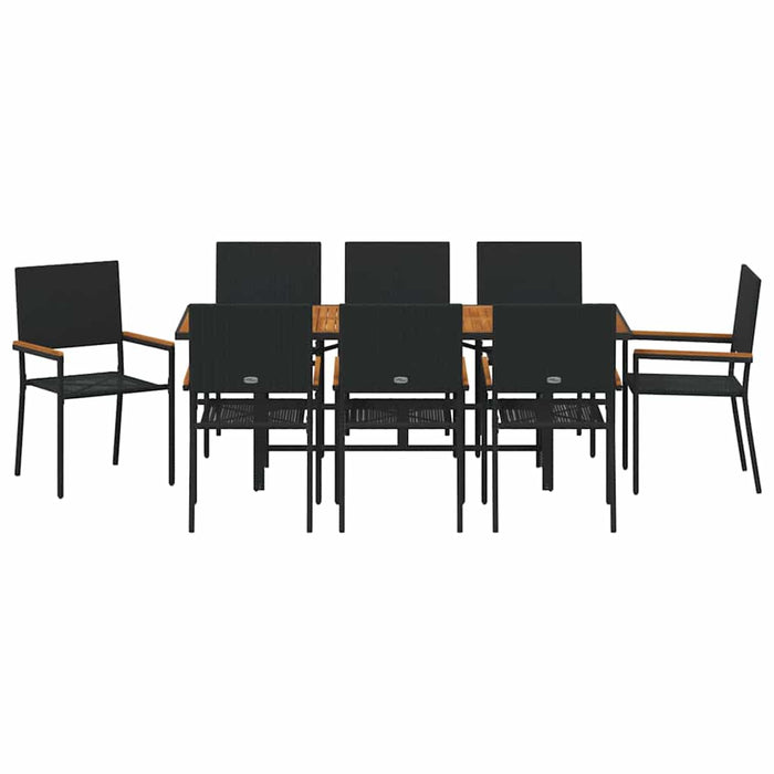 Set de masă pentru grădină 9 pcs Negru și Maro 190 x 80 x 75 cm - WALTI WALTI