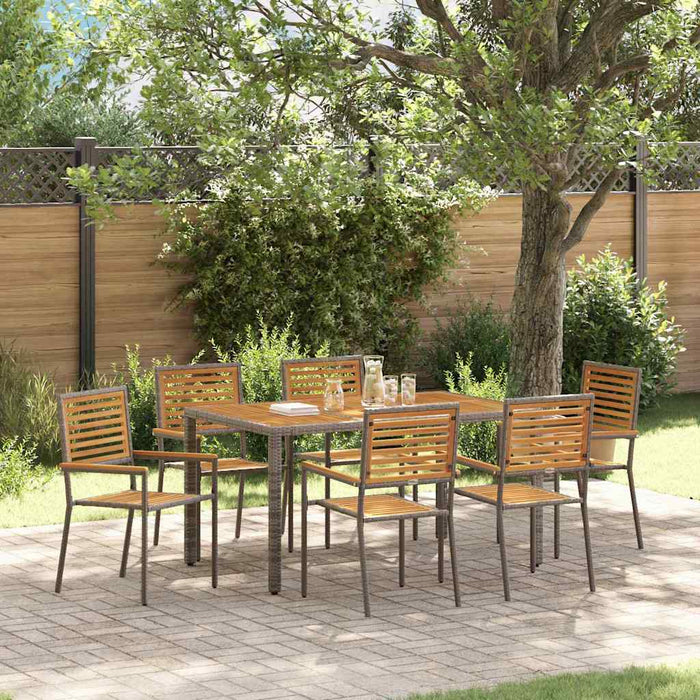 Set de masă pentru grădină 7 pcs Gri și Brown poliratan - WALTI WALTI