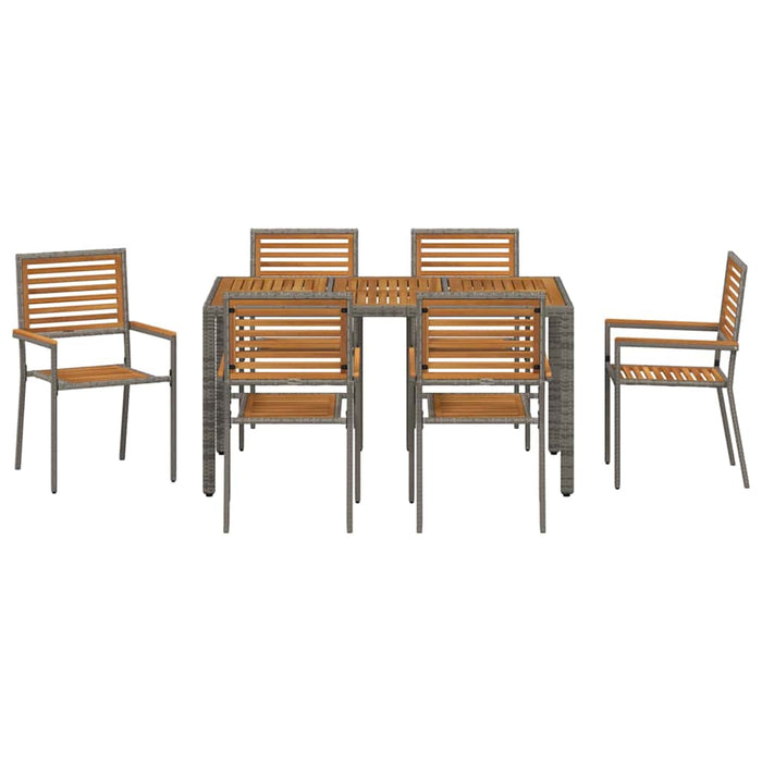 Set de masă pentru grădină 7 pcs Gri și Brown poliratan - WALTI WALTI
