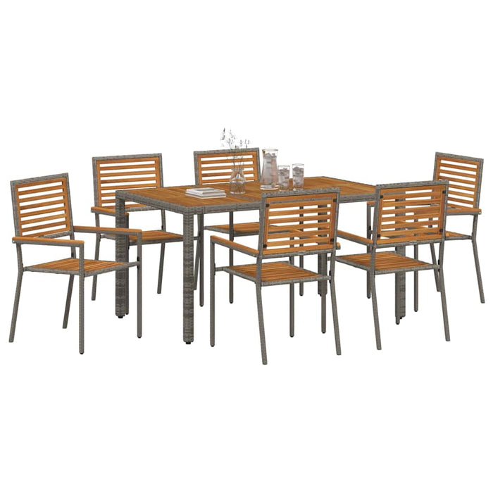 Set de masă pentru grădină 7 pcs Gri și Brown poliratan - WALTI WALTI