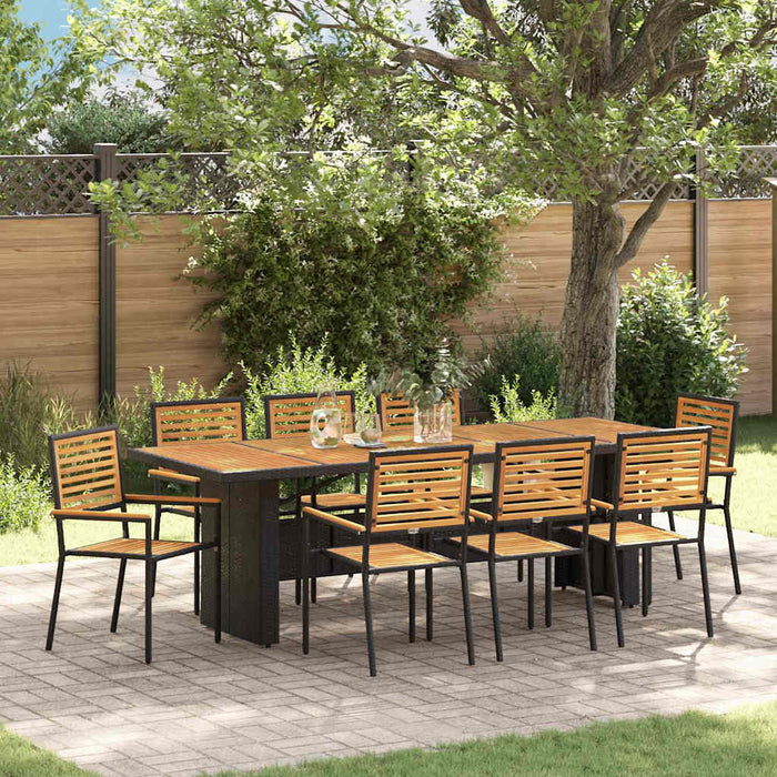 Set de masă pentru grădină 9 pcs Negru și Maro poliratan - WALTI WALTI