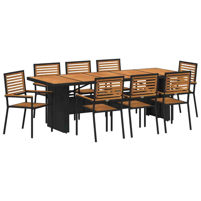 Set de masă pentru grădină 9 pcs Negru și Maro poliratan - WALTI WALTI